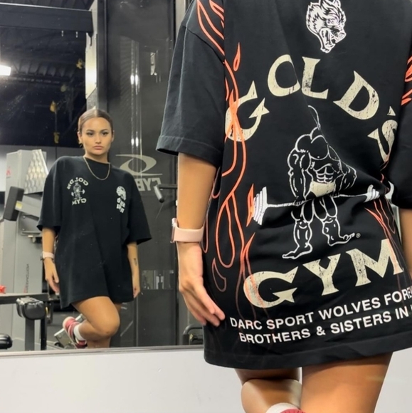 Darc Sport x Gold's Gym Crossover L Oversized Blk Tee - Picture 6 of 9